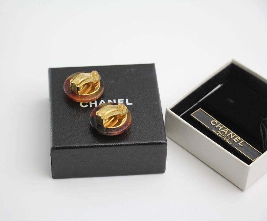 Chanel Vintage 97P玳瑁圓形耳環-4