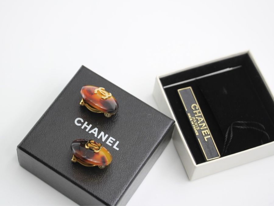 Chanel Vintage 97P玳瑁圓形耳環-6
