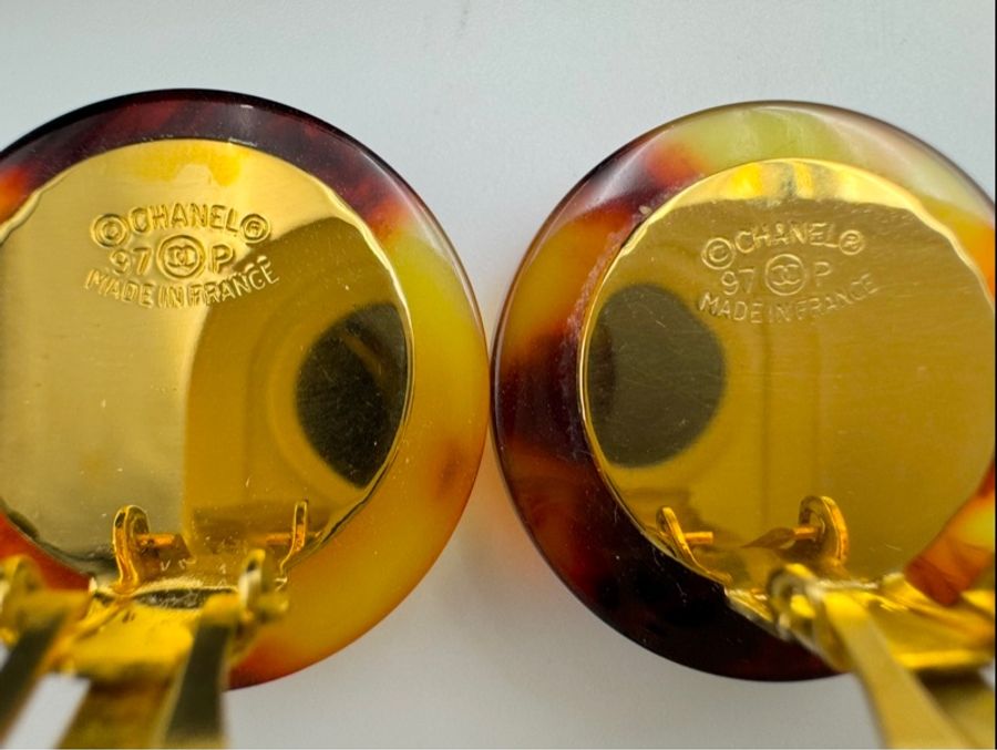 Chanel Vintage 97P玳瑁圓形耳環-8