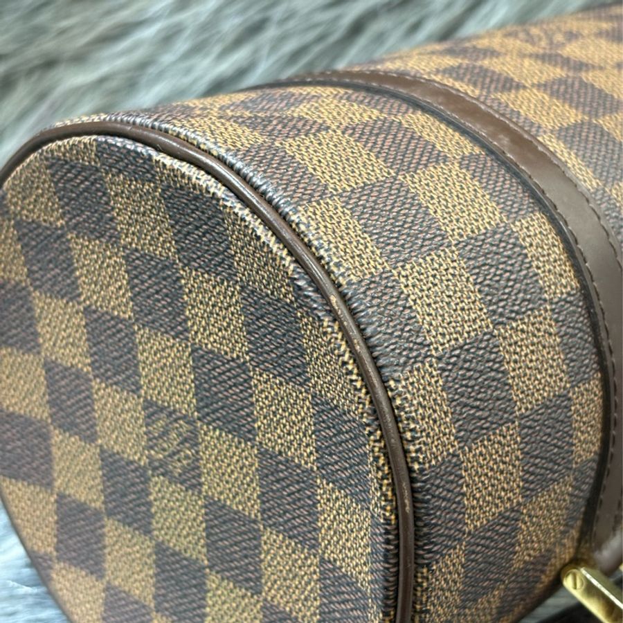 LV N51304 咖啡棋盤格紋 拉鍊 圓筒包 手提包 水桶包 圓桶包 水筒包 波士頓包-4