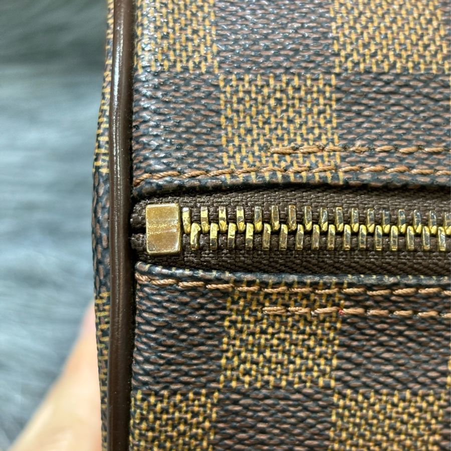 LV N51304 咖啡棋盤格紋 拉鍊 圓筒包 手提包 水桶包 圓桶包 水筒包 波士頓包-12