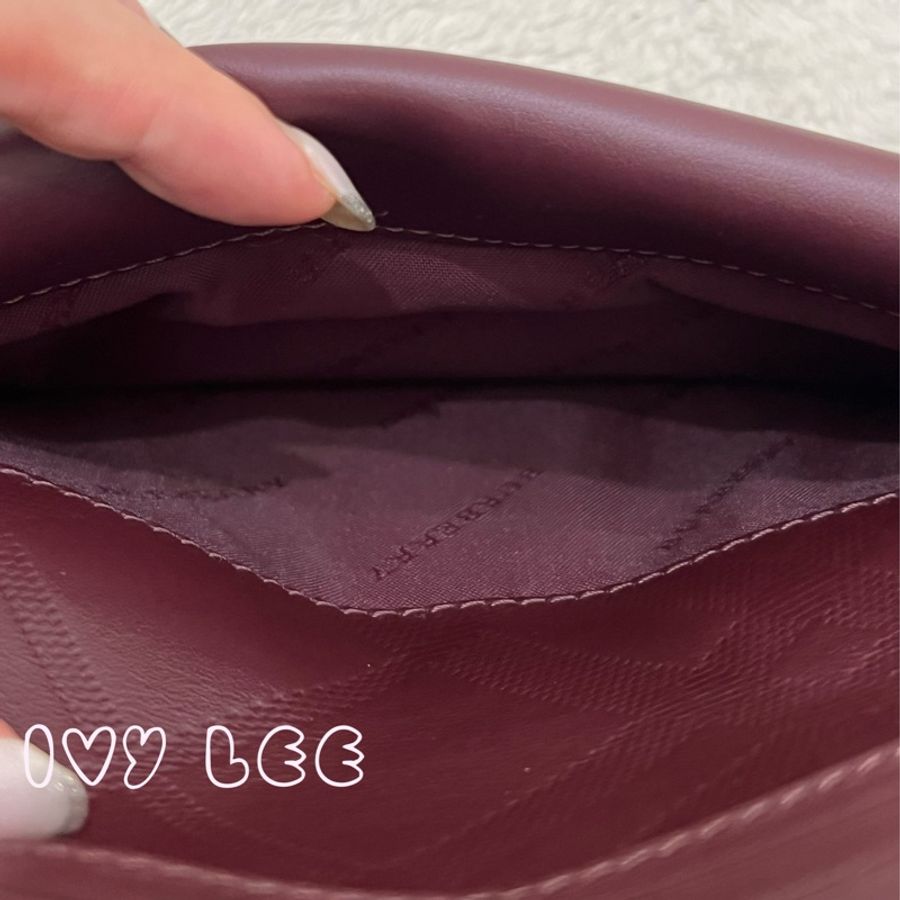 BURBERRY 巴寶莉  金牌logo 牛皮革拉鍊 釦式掀蓋長夾 粉 金拉鍊 二手精品-9