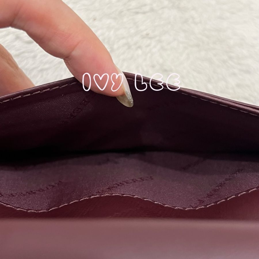 BURBERRY 巴寶莉  金牌logo 牛皮革拉鍊 釦式掀蓋長夾 粉 金拉鍊 二手精品-10