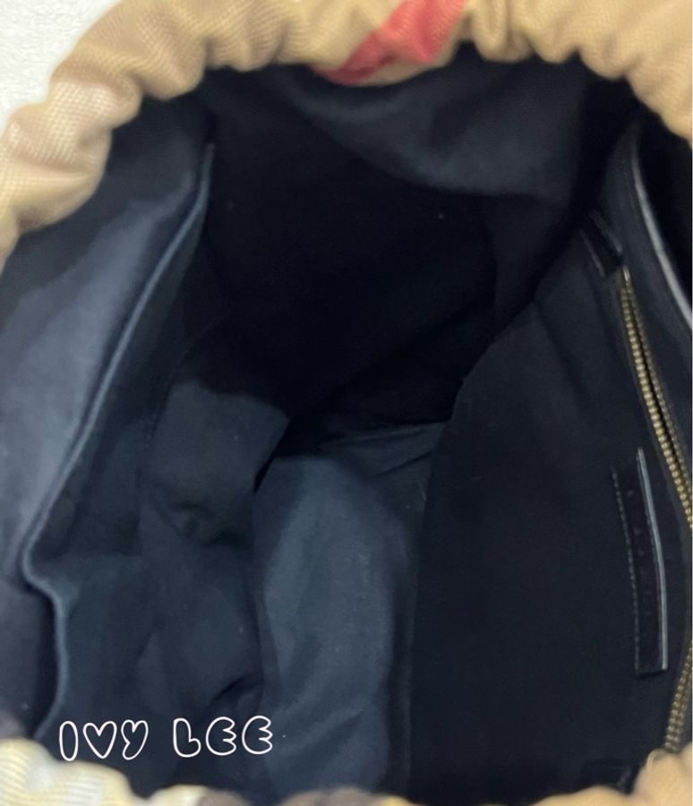 BURBERRY 巴寶莉 Canvas 色塊格紋拼接帆布 後背包 肩背包 二手精品-5