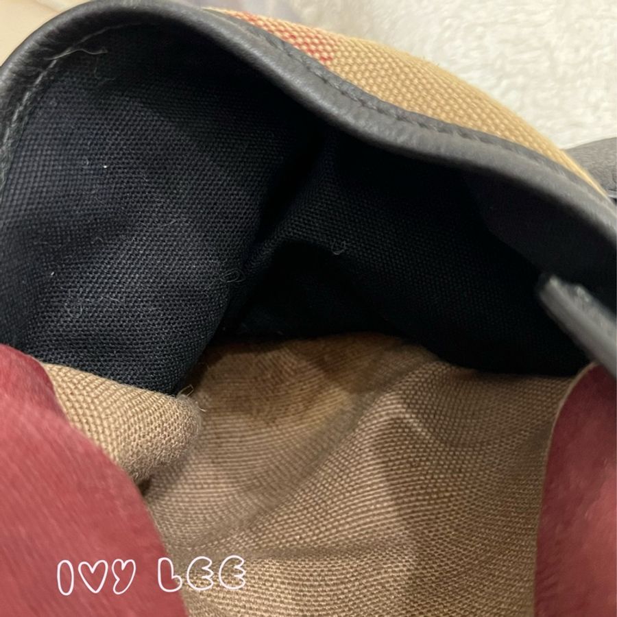 BURBERRY 巴寶莉 Canvas 色塊格紋拼接帆布 後背包 肩背包 二手精品-9