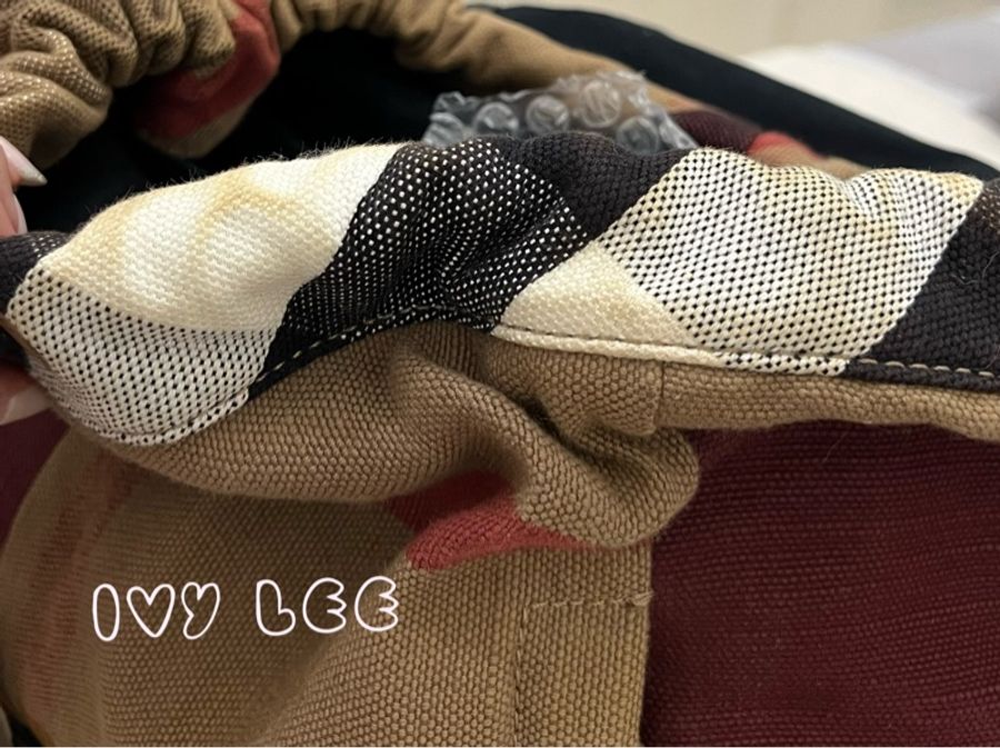 BURBERRY 巴寶莉 Canvas 色塊格紋拼接帆布 後背包 肩背包 二手精品-14