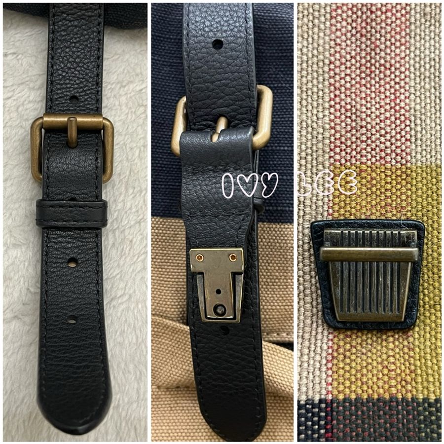 BURBERRY 巴寶莉 Canvas 色塊格紋拼接帆布 後背包 肩背包 二手精品-17