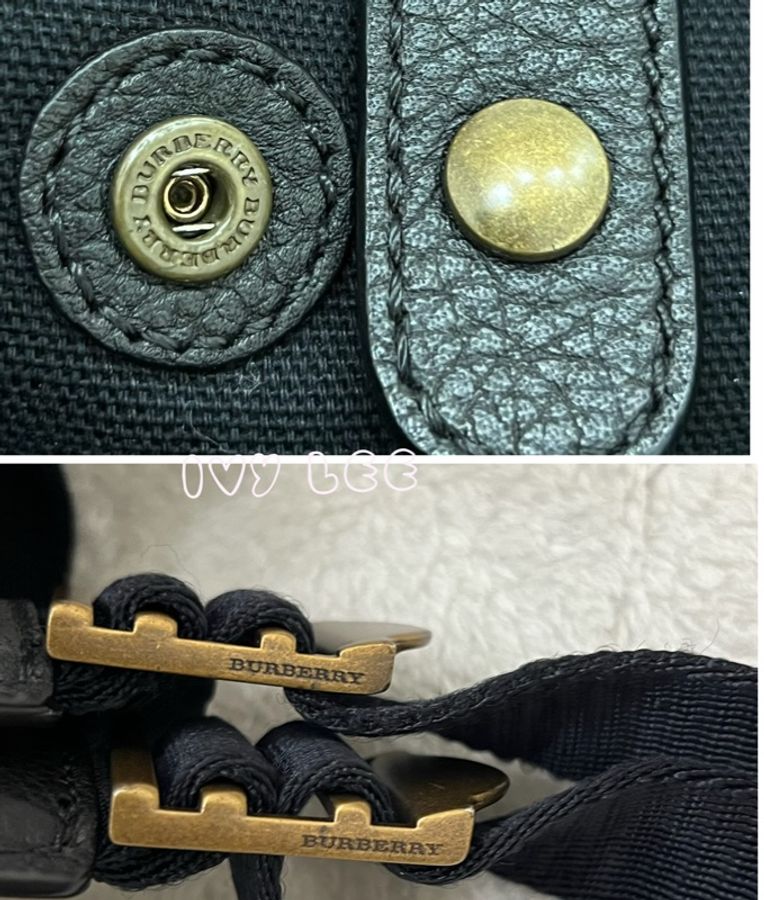 BURBERRY 巴寶莉 Canvas 色塊格紋拼接帆布 後背包 肩背包 二手精品-21