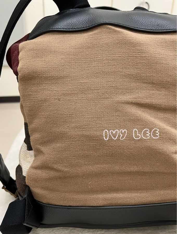 BURBERRY 巴寶莉 Canvas 色塊格紋拼接帆布 後背包 肩背包 二手精品-22