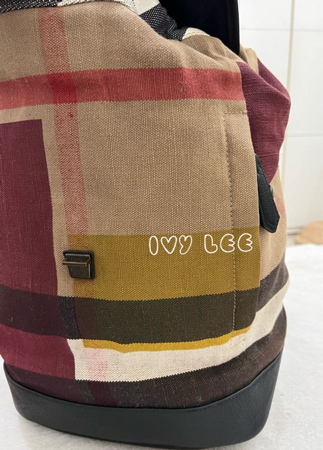 BURBERRY 巴寶莉 Canvas 色塊格紋拼接帆布 後背包 肩背包 二手精品-24