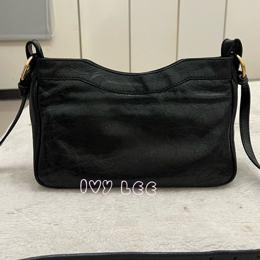 BALENCIAGA(缺貨中、勿下單) 巴黎世家 519844 金鉚釘扣 小羊皮 斜背包 肩背包 機車包 二手精品-1