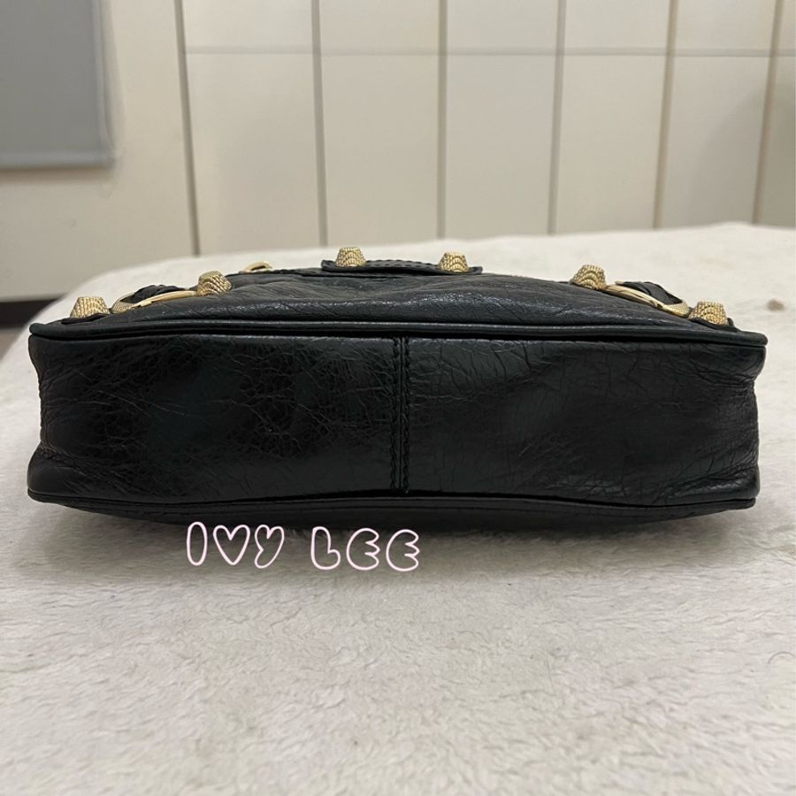 BALENCIAGA(缺貨中、勿下單) 巴黎世家 519844 金鉚釘扣 小羊皮 斜背包 肩背包 機車包 二手精品-2
