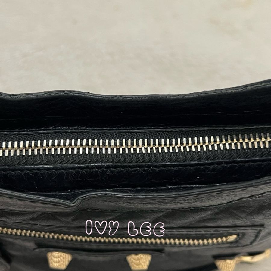 BALENCIAGA(缺貨中、勿下單) 巴黎世家 519844 金鉚釘扣 小羊皮 斜背包 肩背包 機車包 二手精品-9