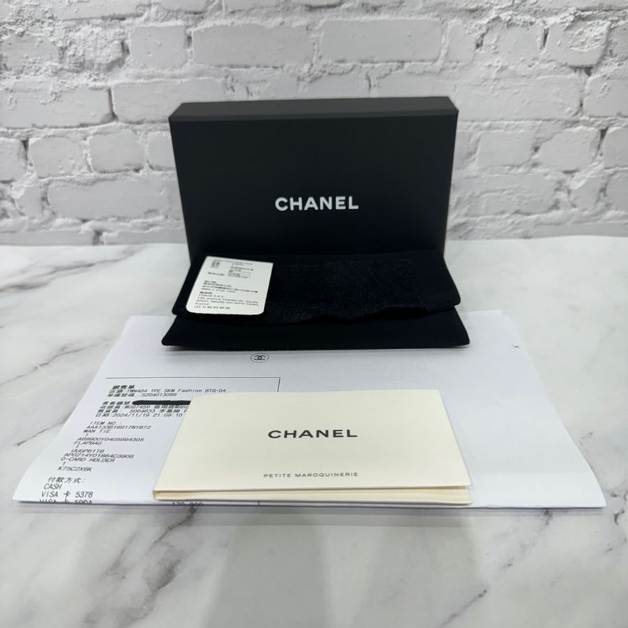 全新 CHANEL 經典CF荔枝牛皮口蓋零錢卡包 黑金 芯片款 🈶台灣專櫃購證-1