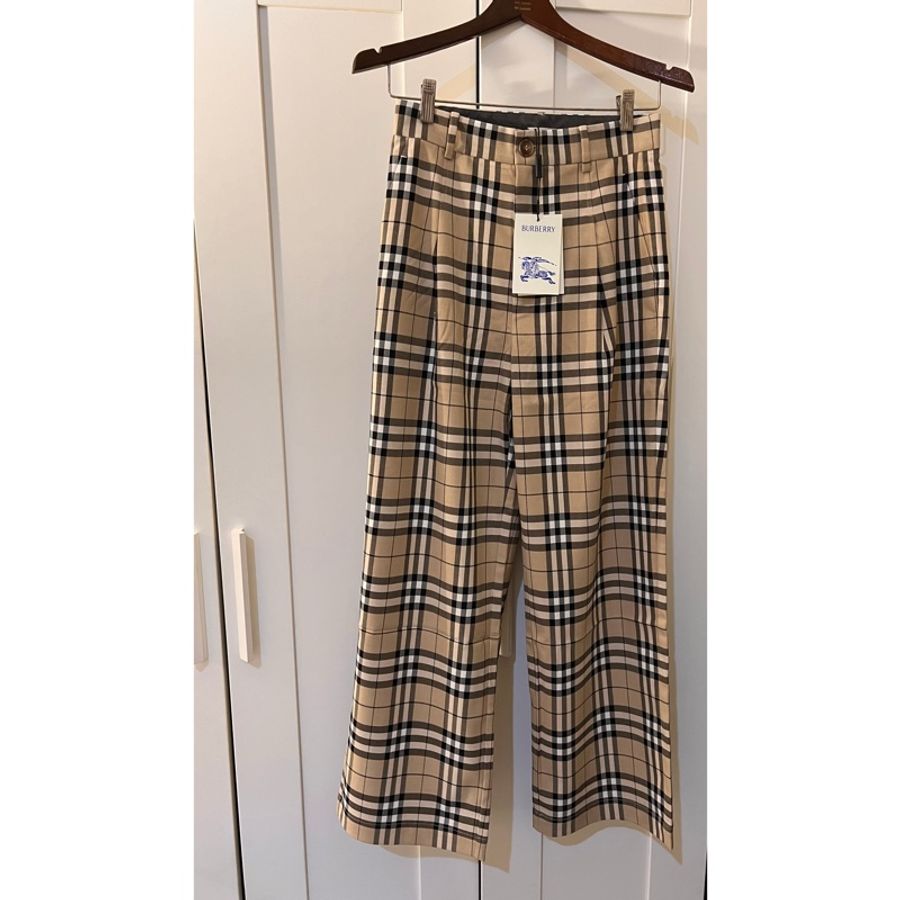 全新/全標在《Burberry 》經典格紋格子微喇叭褲-3