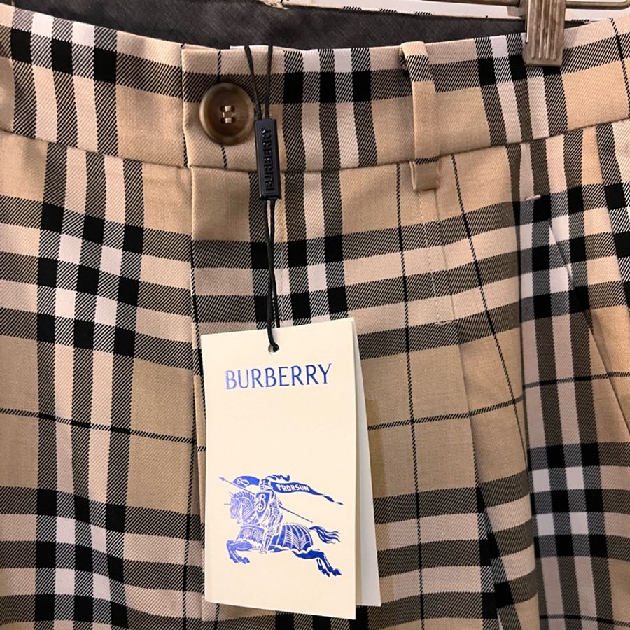 全新/全標在《Burberry 》經典格紋格子微喇叭褲-16