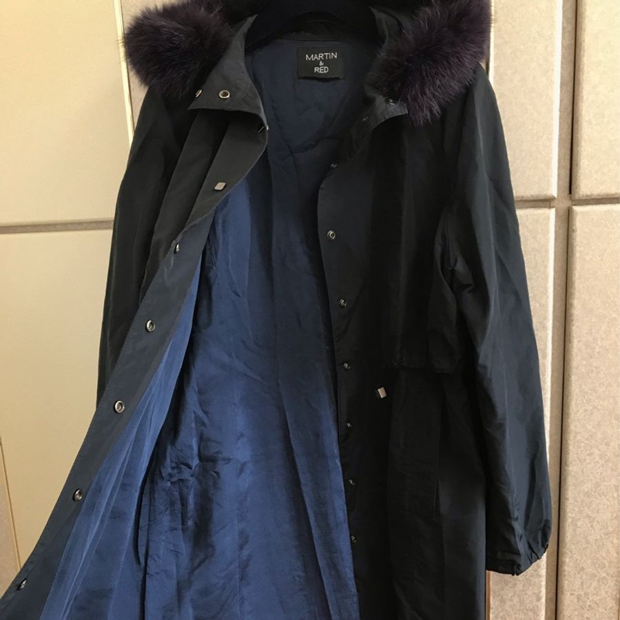 25)Martin&Red正品內裡絲質顯瘦深藍色風衣外套 S-M適穿 約88成新-2
