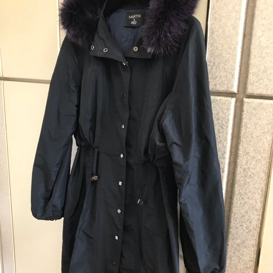 25)Martin&Red正品內裡絲質顯瘦深藍色風衣外套 S-M適穿 約88成新-7