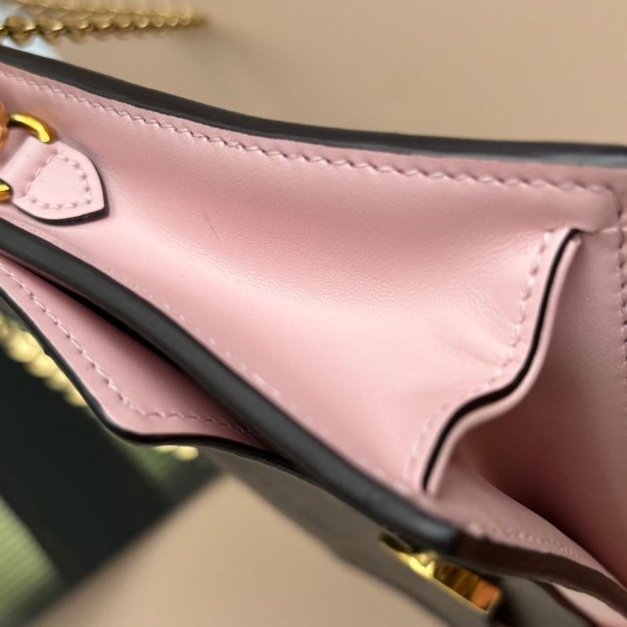 ::LOIUS VUITTON::  LV M69579 Flore 咖啡色經典花紋拼接粉色牛皮 WOC 金鍊斜背包-12