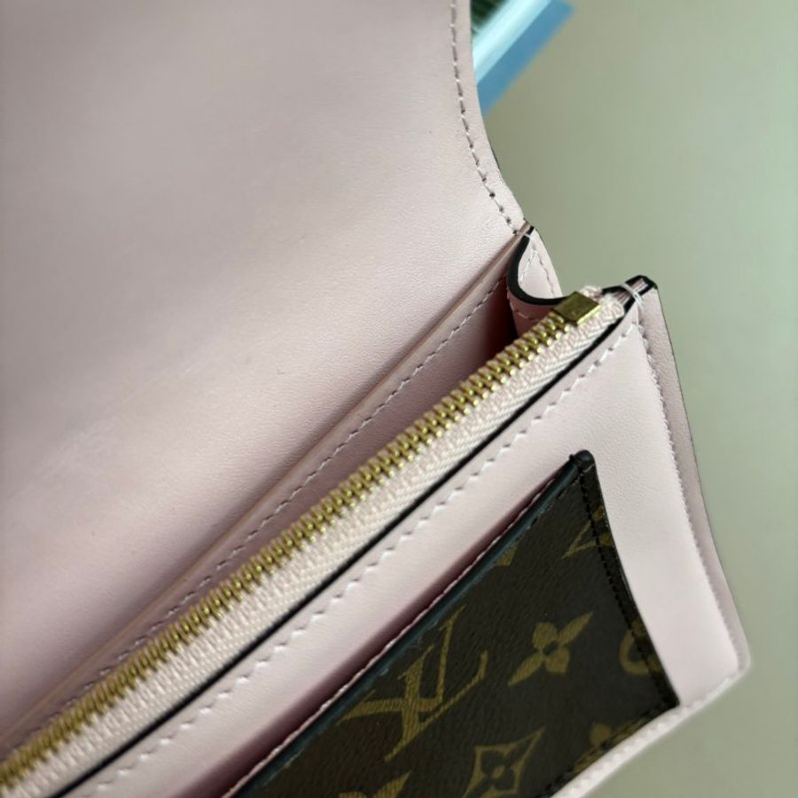 ::LOIUS VUITTON::  LV M69579 Flore 咖啡色經典花紋拼接粉色牛皮 WOC 金鍊斜背包-17