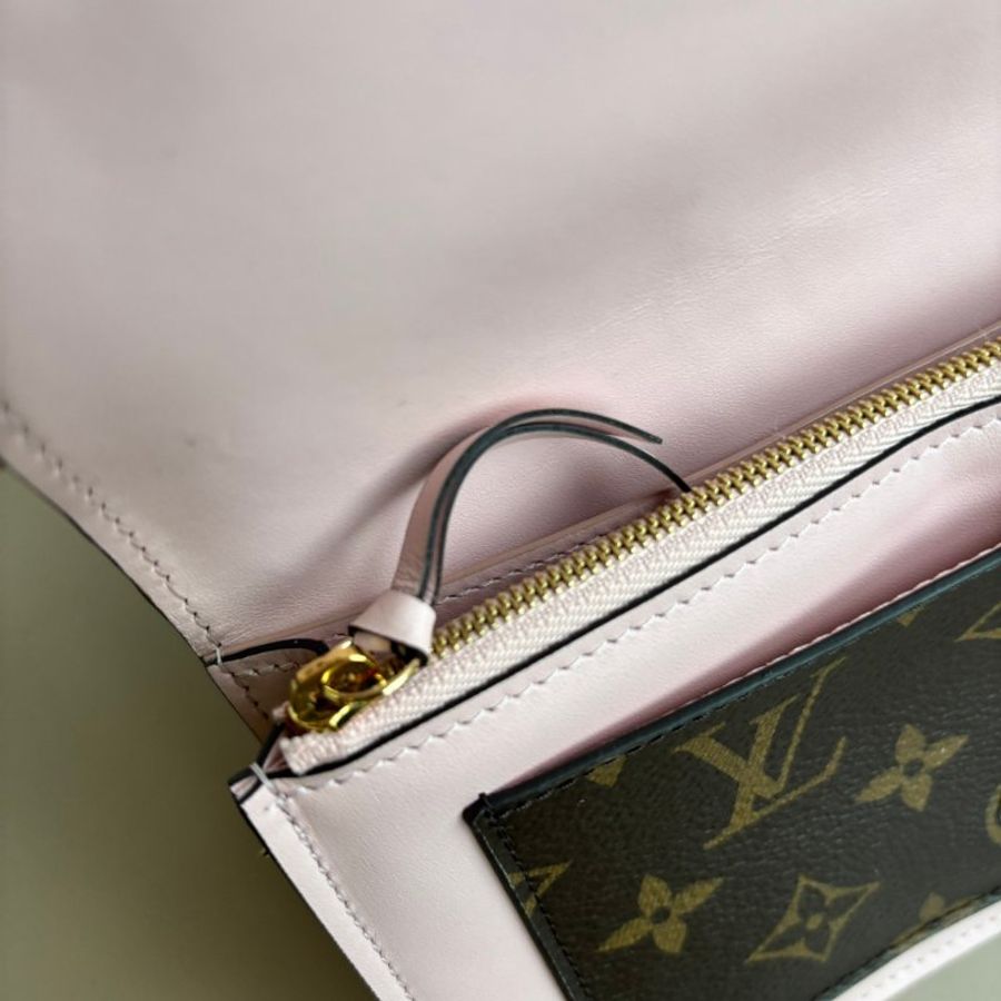 ::LOIUS VUITTON::  LV M69579 Flore 咖啡色經典花紋拼接粉色牛皮 WOC 金鍊斜背包-18