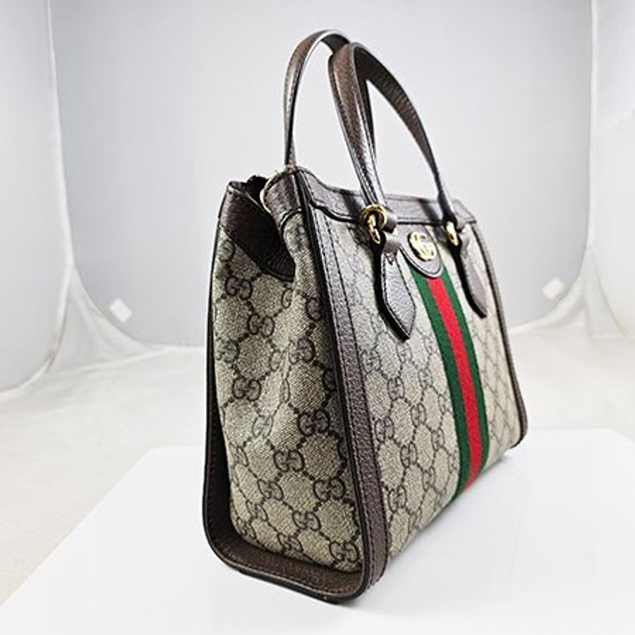 G1783 GUCCI咖啡色 PVC GG SUPREME OPHIDIA小型兩用包 547551-1