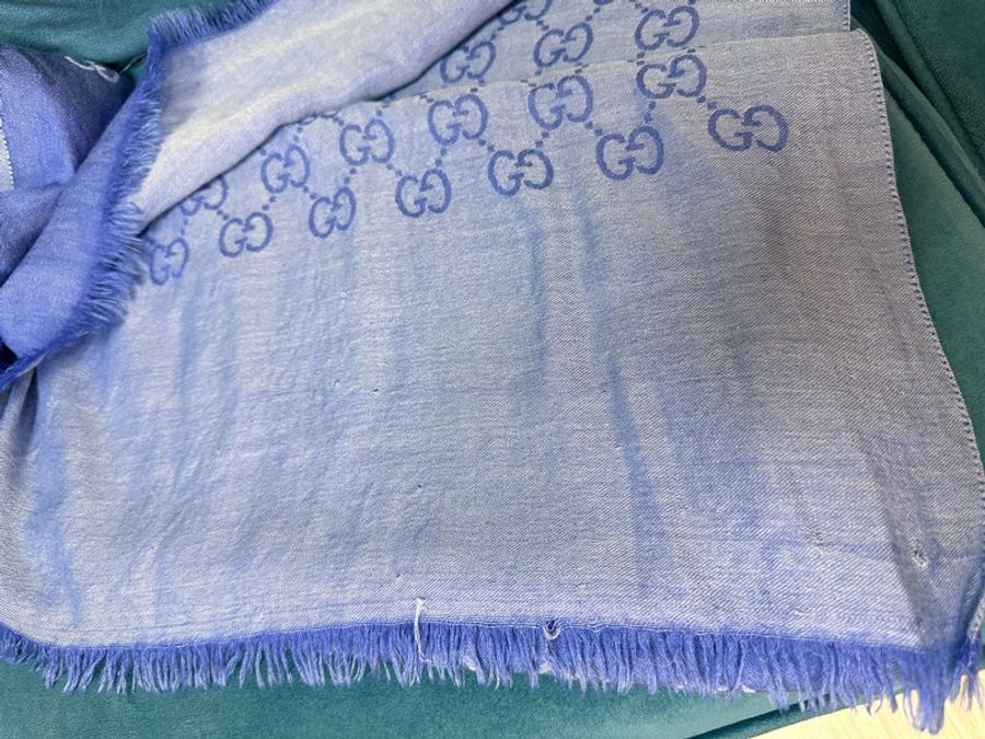 Gucci 圍巾Gucci 藍紫色雙面絲巾-4