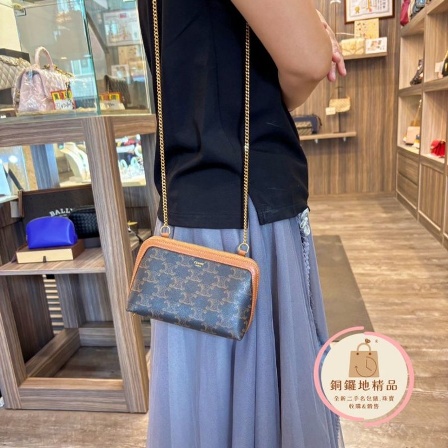 CELINE 原花 鍊條小包 Triomphe Canvas 斜背包 肩背包-2