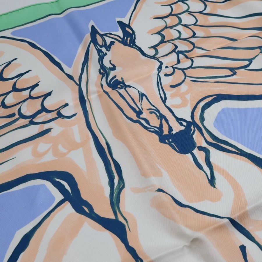 HERMES Libre comme pegase自由飛馬絲巾 90 - 藍-7