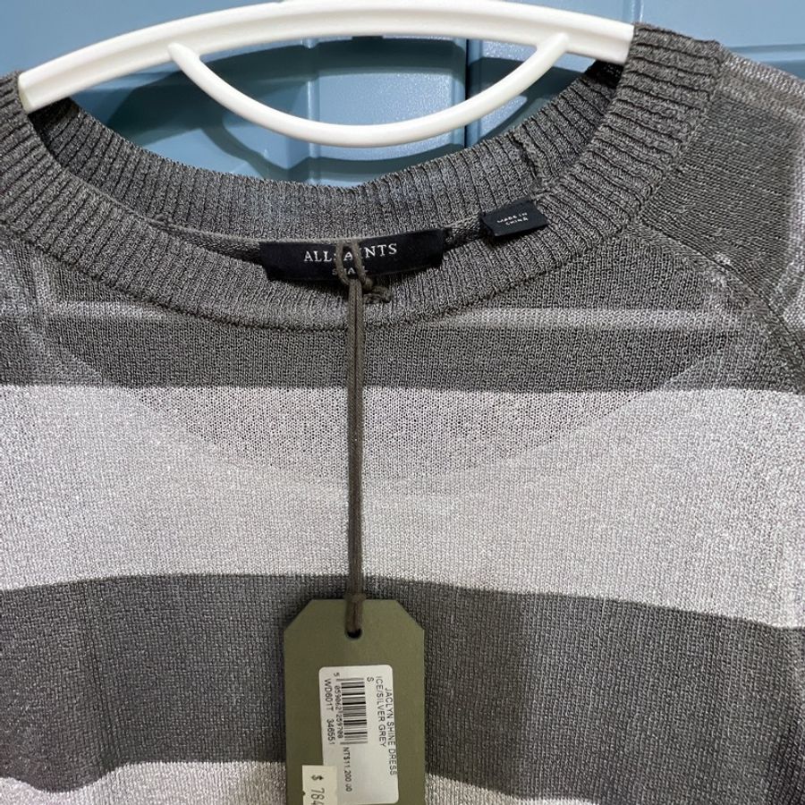 ALLSAINTS JACLYN SHINE DRESS銀灰色洋裝-10