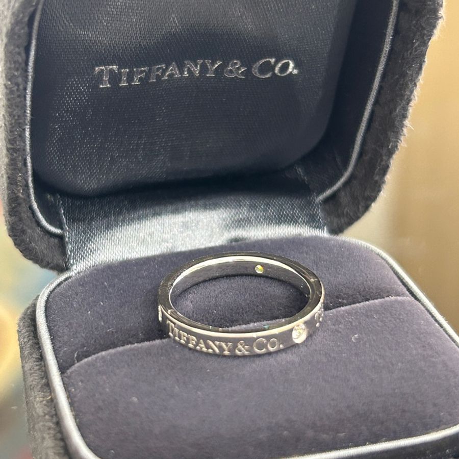 Tiffany&co 950鉑金3點鑽戒指💍-4