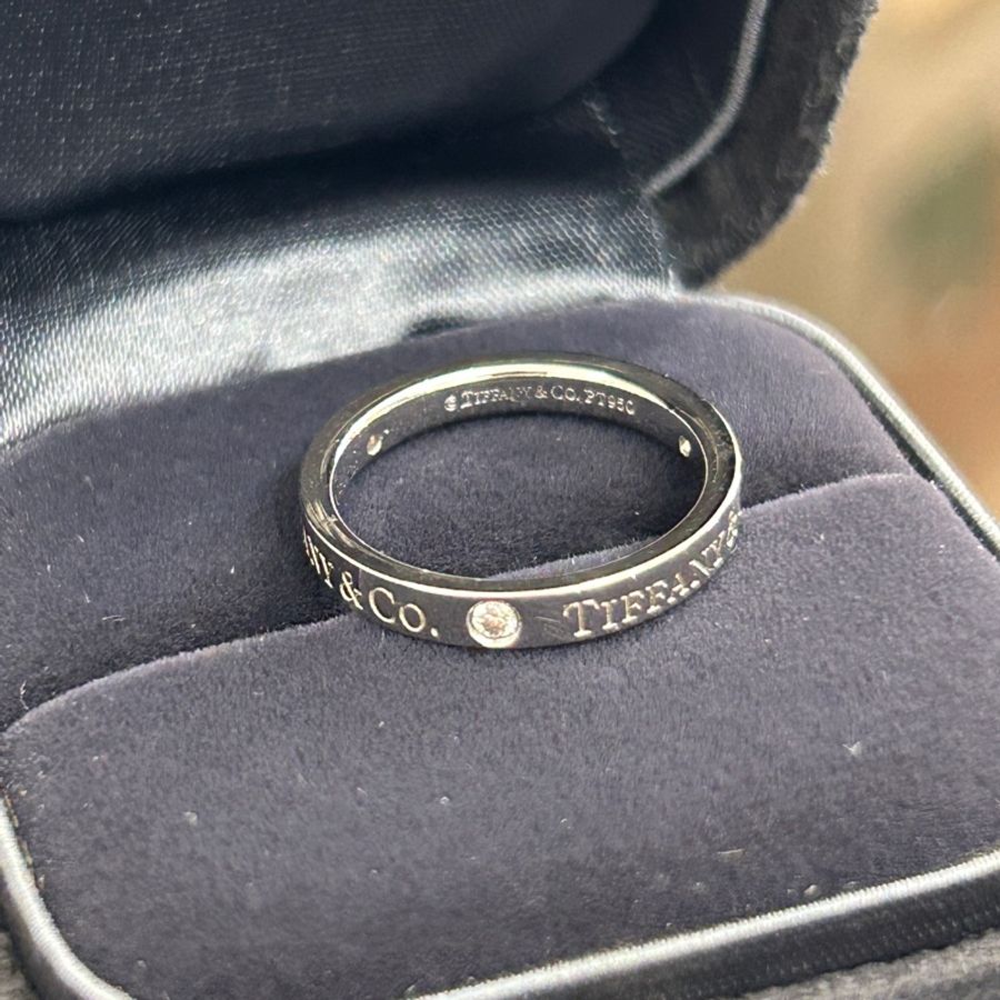 Tiffany&co 950鉑金3點鑽戒指💍-5