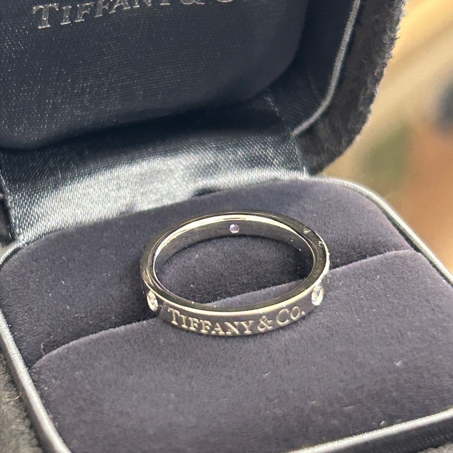 Tiffany&co 950鉑金3點鑽戒指💍-7