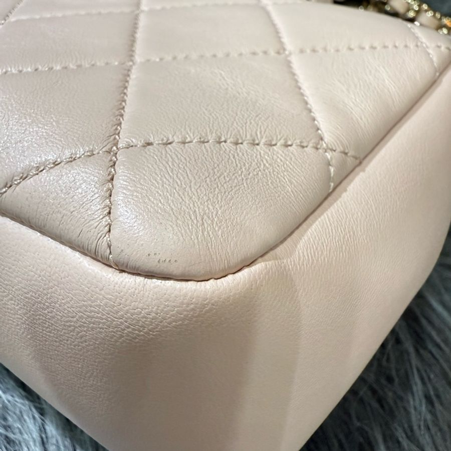 Chanel AS1353 粉膚色 杏色 金釦 Flap Bag Coco 斜背包 肩背包-7