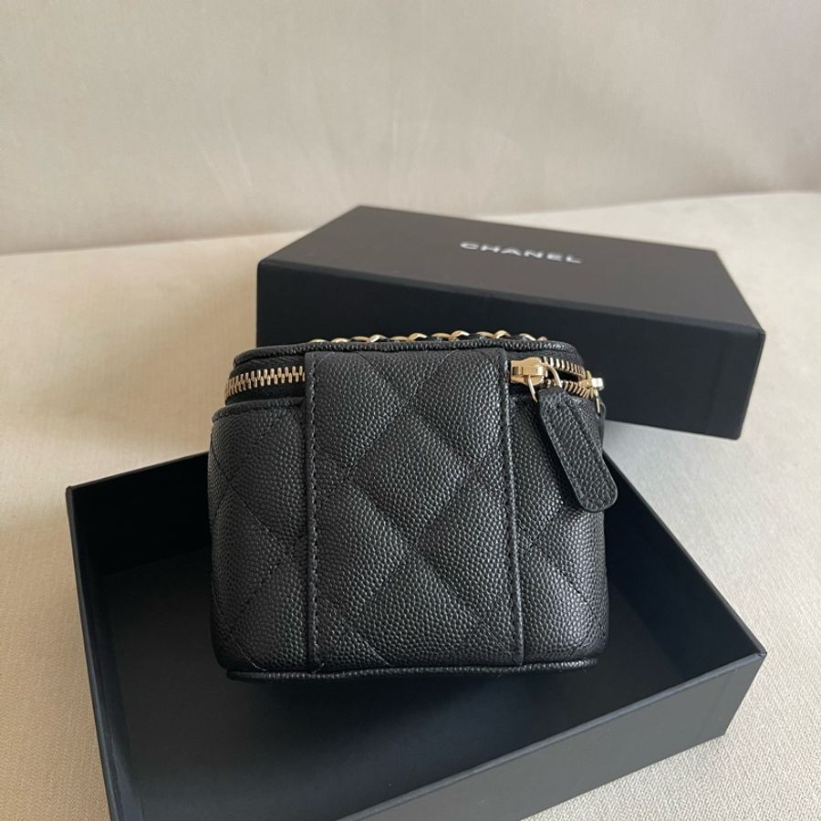 現貨 🖤 Chanel classic vanity case 小盒子 黑色 荔枝皮-2