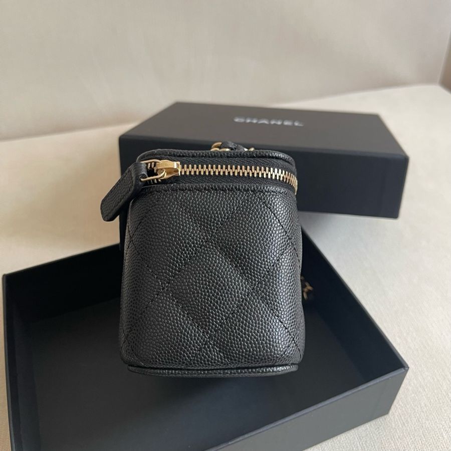 現貨 🖤 Chanel classic vanity case 小盒子 黑色 荔枝皮-3