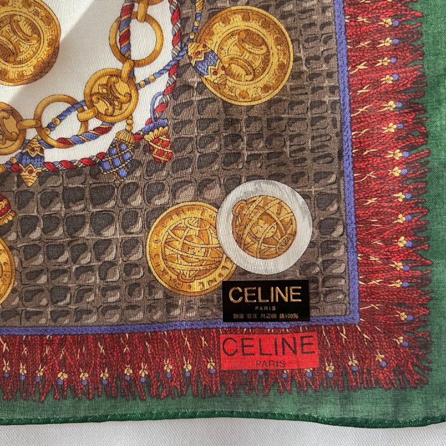 Celine scarf 2條金幣綿質圍巾方巾絲巾 全新連貼紙原裝盒 中古-7