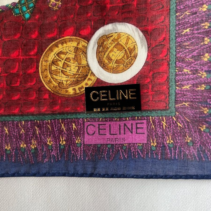 Celine scarf 2條金幣綿質圍巾方巾絲巾 全新連貼紙原裝盒 中古-14