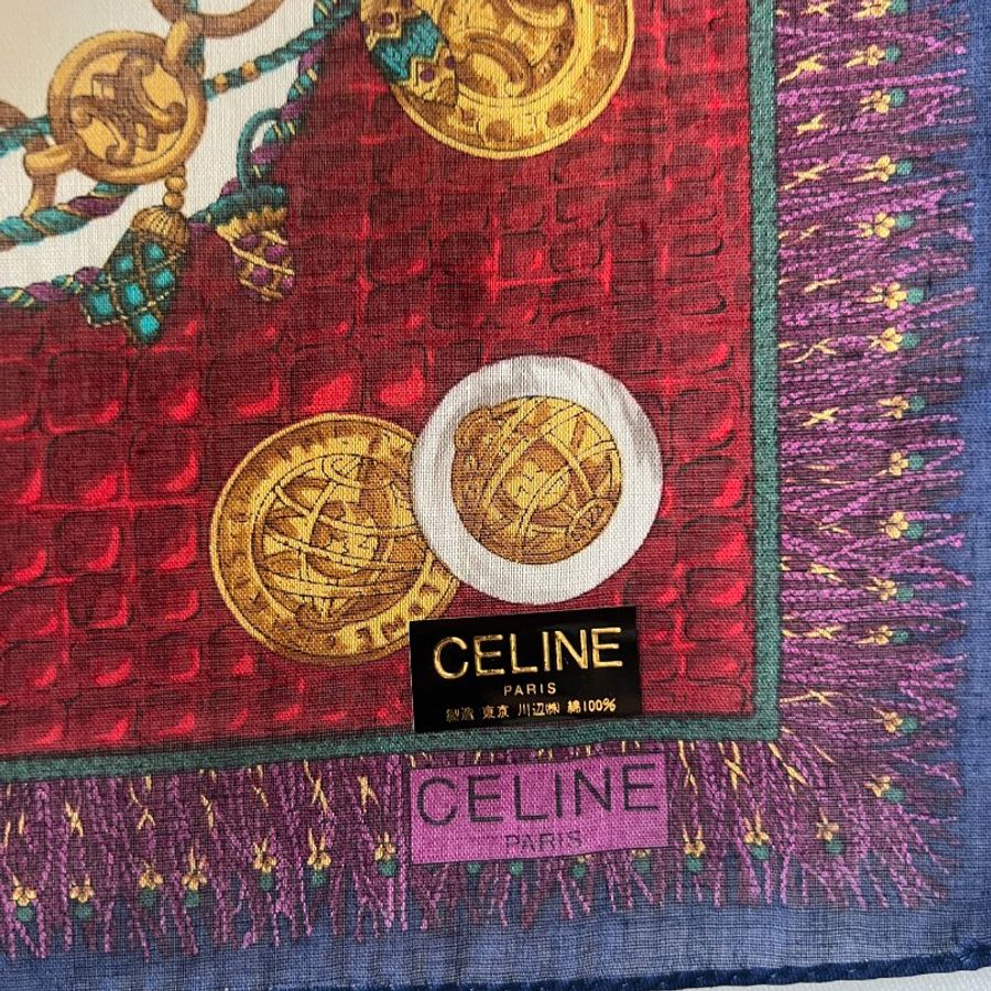 Celine scarf 2條金幣綿質圍巾方巾絲巾 全新連貼紙原裝盒 中古-16