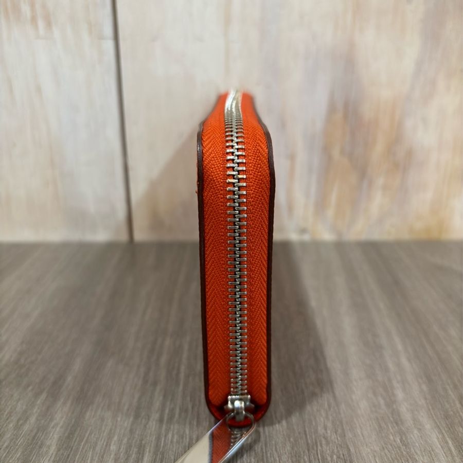 LV EPI 橘色全皮水波紋 拉鍊信用卡零錢長夾皮夾發財錢包-2