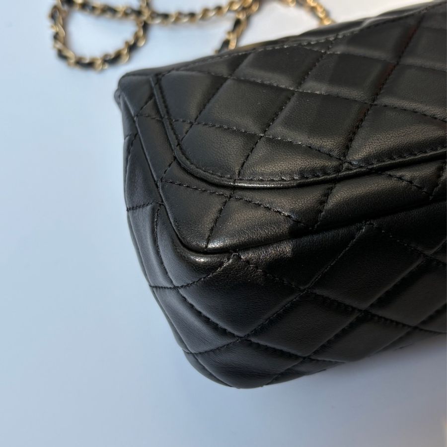 Chanel 黑金羊皮金球方胖cf17cm-12