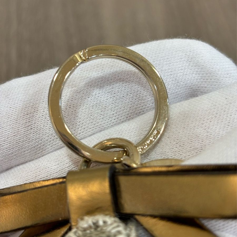 GUCCI 206082 設計款 金色 蝴蝶結 臘腸狗 臘腸 防水 鑰匙圈 吊飾-5