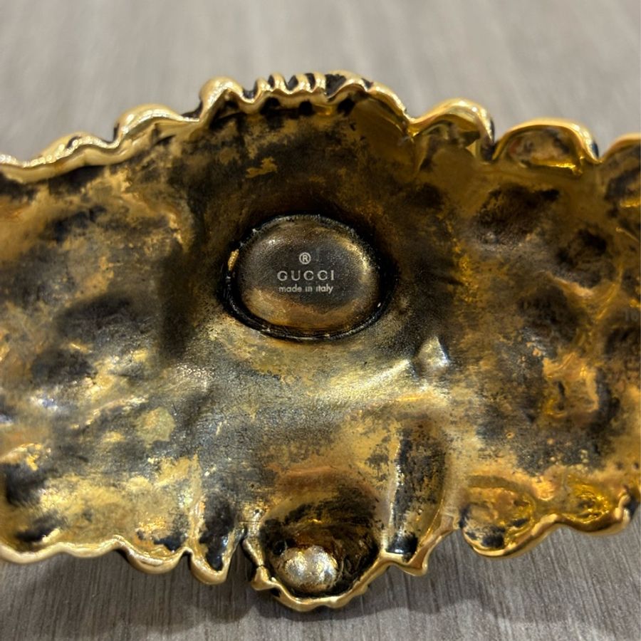 GUCCI 金獅 獅子 獅頭 LION 實心 黃銅 珍珠 招財 霸氣 發財 手環 手鐲-8