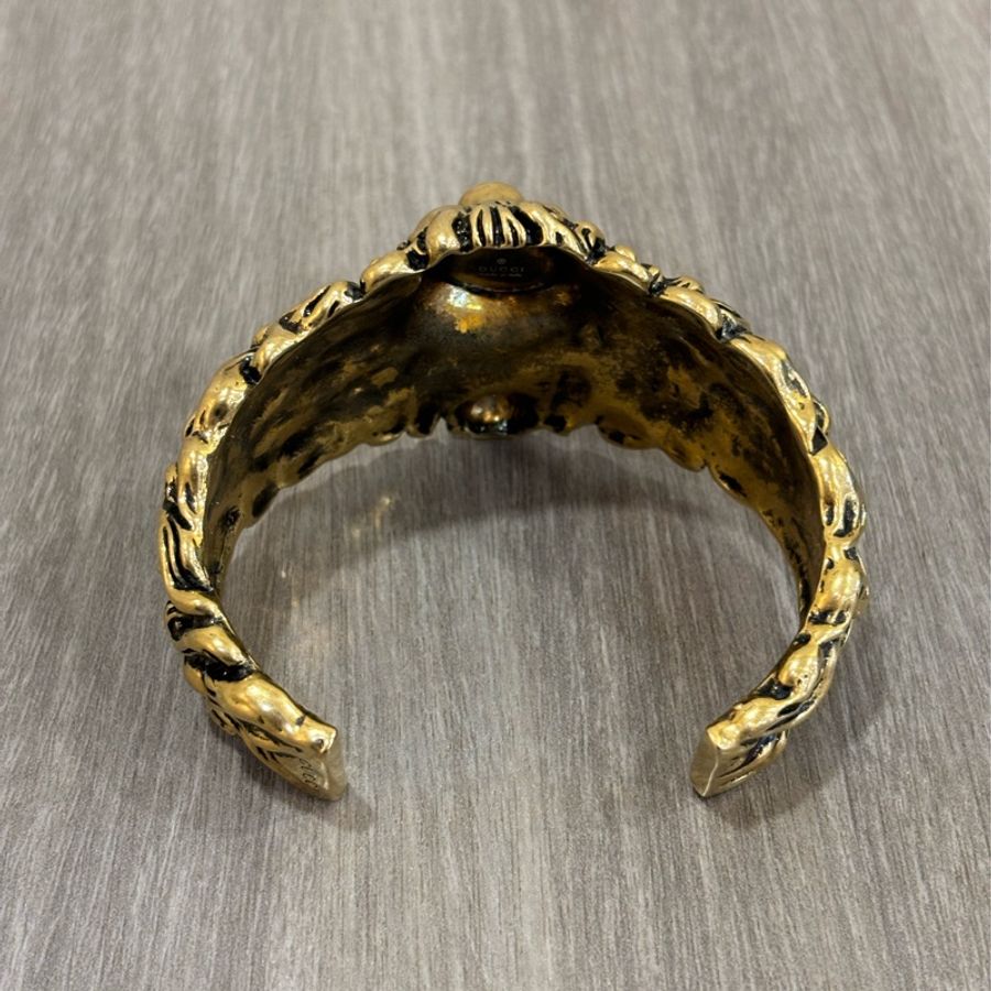 GUCCI 金獅 獅子 獅頭 LION 實心 黃銅 珍珠 招財 霸氣 發財 手環 手鐲-9