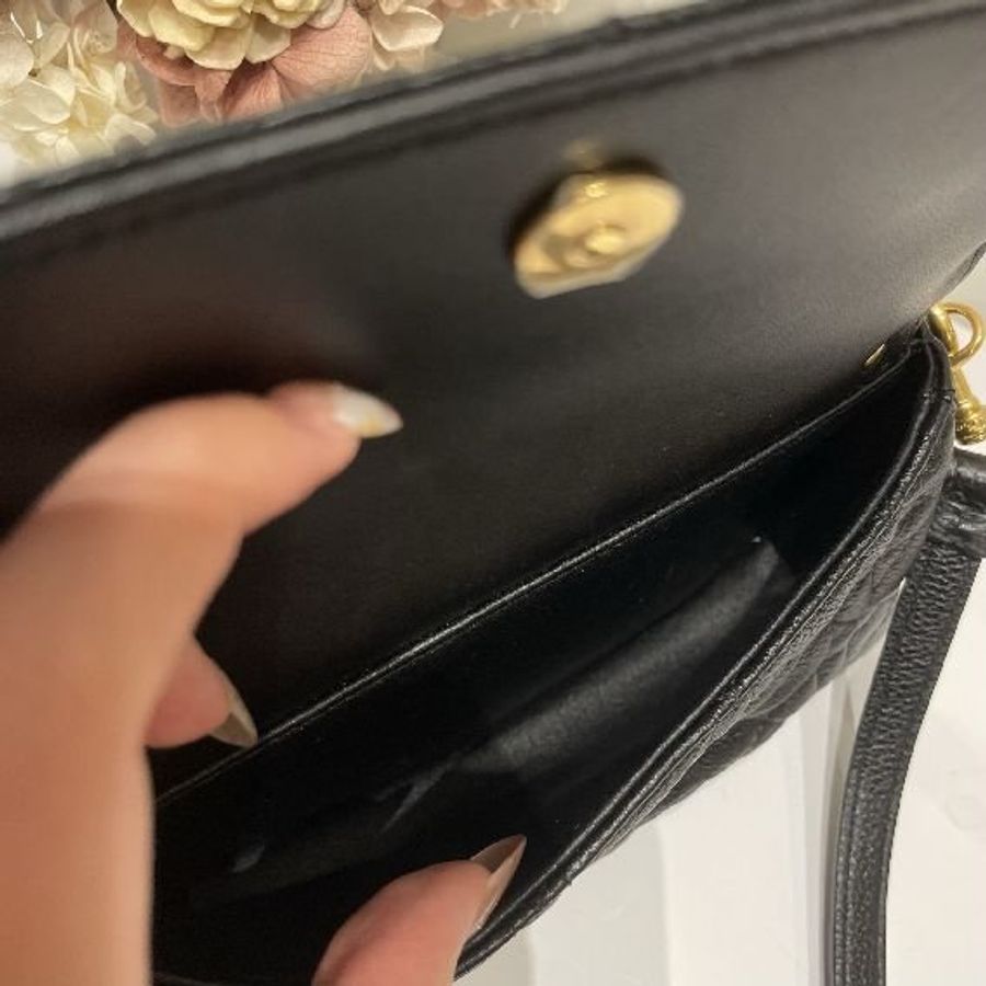 DIOR CARO POUCH 斜背包 黑色金扣-5