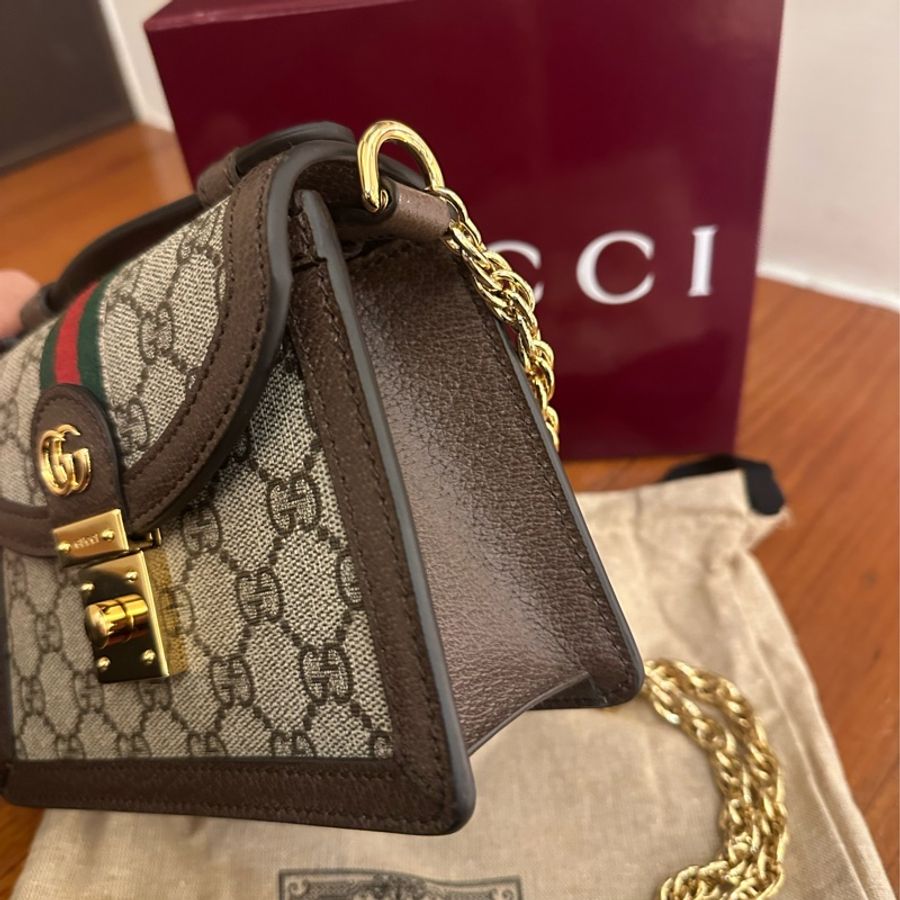 GUCCI 紅綠PVC釦式MINI手提兩用鏈包-2