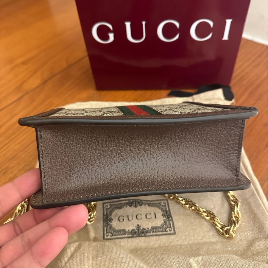 GUCCI 紅綠PVC釦式MINI手提兩用鏈包-6