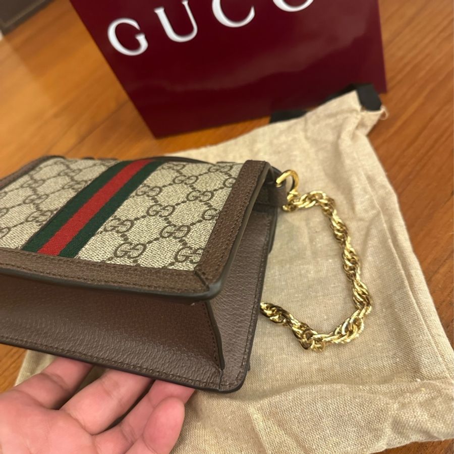 GUCCI 紅綠PVC釦式MINI手提兩用鏈包-7