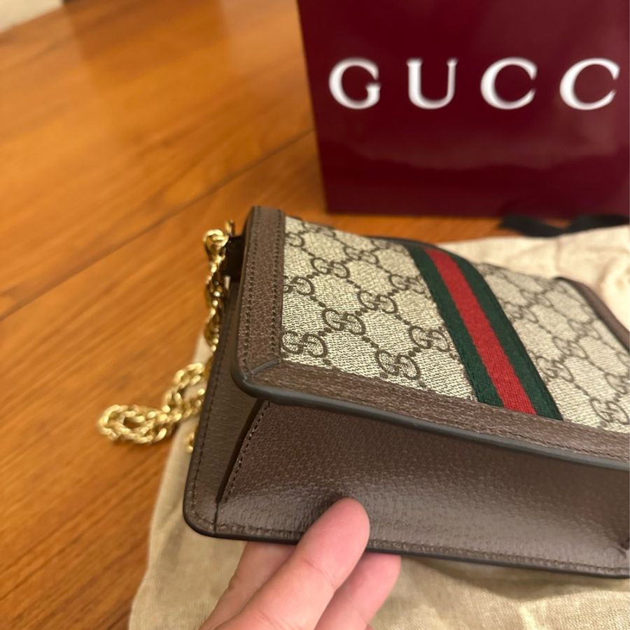 GUCCI 紅綠PVC釦式MINI手提兩用鏈包-8