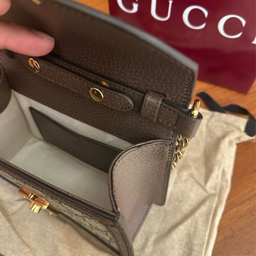 GUCCI 紅綠PVC釦式MINI手提兩用鏈包-15